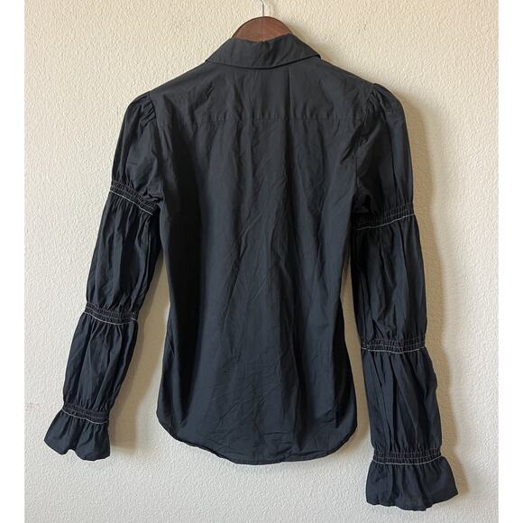 Modern Minimalist Black Puff Sleeve Button Down Shirt The Shirt S Cotton - Picture 4 of 8